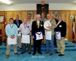 Terrell # 83 with Grand Senior Warden Jerry Martin and District 20 DDGM John Chapman